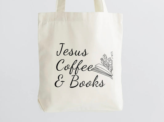 Jesus Coffee & Books Tote Bag